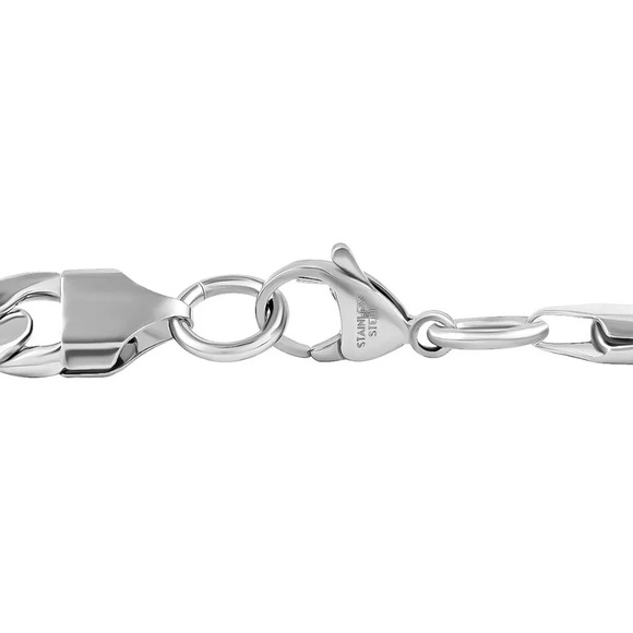 Curb Chain Necklace in Stainless Steel 24 Inches 60.10 Grams - Picture 4 of 4